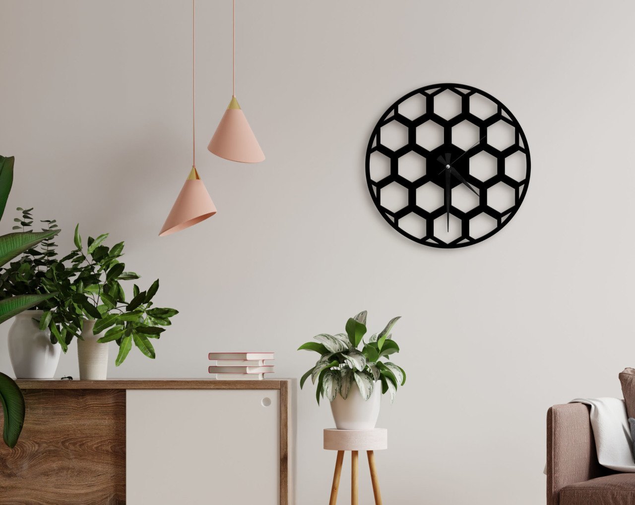 BK Home Dekoratif 45cm Ahşap Duvar Saati-75