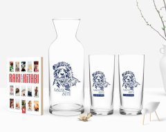 Kişiye Özel Renkli Baskılı Aslan Sütü Tasarımlı İkili Rakı Bardağı Karaf ve Cep Kitabı Hediye Seti-1