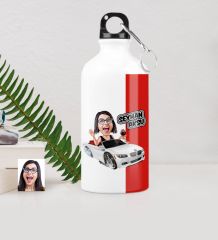 Kişiye Özel Bayan Patron Karikatürlü Metal Suluk (500 ml.) 2