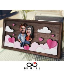 BK Gift Özel Yapım Kabartma Figür Temalı Karikatür Çiftler Meşe Ağacı Ahşap Tablo, Sevgililer Günü Hediyesi, Yıl Dönümü Hediyesi, Ev Hediyesi-10