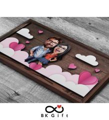 BK Gift Özel Yapım Kabartma Figür Temalı Karikatür Çiftler Meşe Ağacı Ahşap Tablo, Sevgililer Günü Hediyesi, Yıl Dönümü Hediyesi, Ev Hediyesi-10