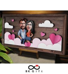 BK Gift Özel Yapım Kabartma Figür Temalı Karikatür Çiftler Meşe Ağacı Ahşap Tablo, Sevgililer Günü Hediyesi, Yıl Dönümü Hediyesi, Ev Hediyesi-10