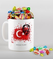 Kişiye Özel Atatürk Temalı Kupa ve Haribo Şeker Hediye Seti-3