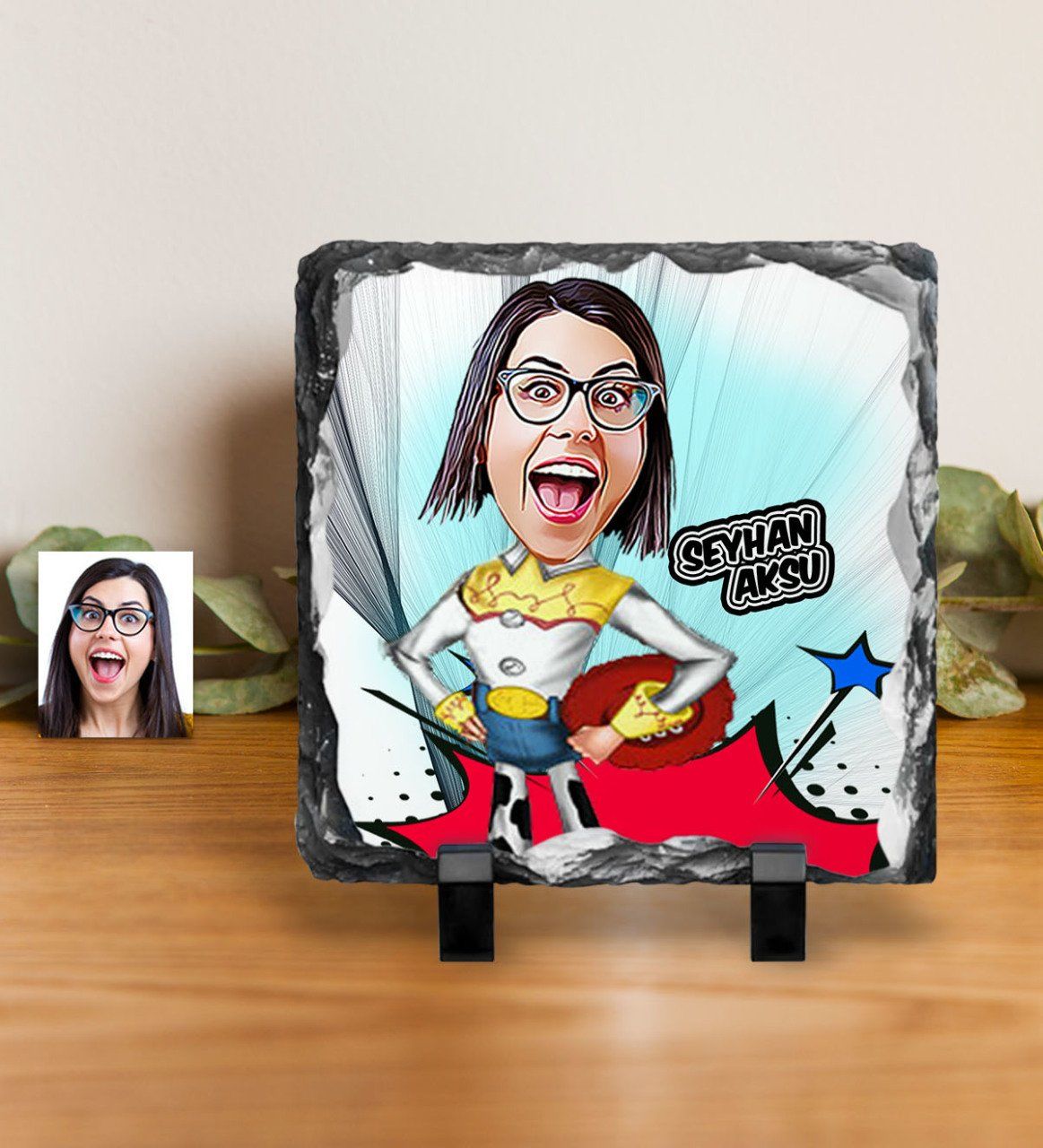 Kişiye Özel Bayan Toy Story Karikatürlü Dekoratif Doğal Taş