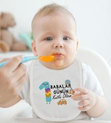 BK Kids İlk Babalar Günü Tasarımlı Bebek Body Zıbın ve Mama Önlüğü Hediye Seti - Model 4