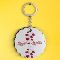 Kişiye Özel Sevgililer Günü Tasarımlı Ahşap Anahtarlık - 30