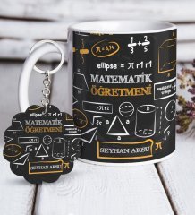 Kişiye Özel Matematik Öğretmeni Beyaz Kupa ve Anahtarlık Hediye Seti-10
