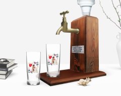Kişiye Özel Renkli Baskılı İsimli Fotoğraflı İkili Rakı Bardağı ve Ahşap Rakı Standı Hediye Seti-30