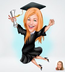 Kişiye Özel Kadın Mezun Tasarımlı Dijital Karikatür-1