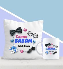 Kişiye Özel Canım Babam Tasarımlı Yastık ve Kupa Seti-1