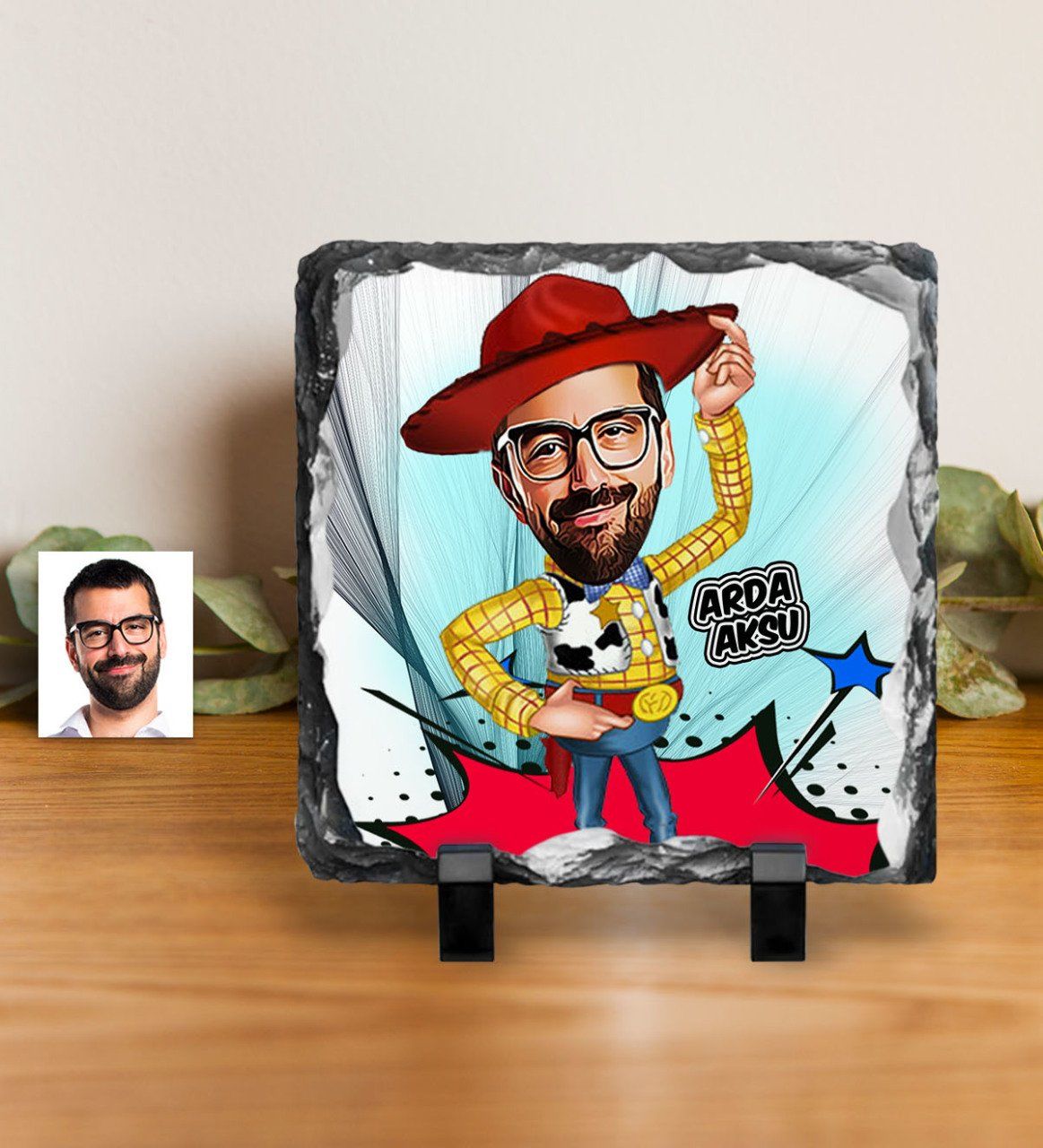 Kişiye Özel Bay Toy Story Karikatürlü Dekoratif Doğal Taş