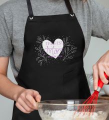 BK Gift Kişiye Özel İsimli Anneler Günü Tasarımlı Profesyonel Siyah Mutfak Önlüğü, Aşçı Önlüğü, Şef Önlüğü, Anneye Hediye-3