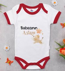 BK Kids Babasının Aslanı Tasarımlı Kırmızı Bebek Body Zıbın-1