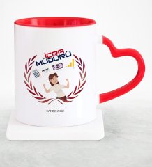 Kişiye Özel Mesleki İcra Müdürü Kırmızı Kalpli Kupa Bardak - Model 2