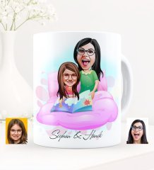 Kişiye Özel Anne Kız Karikatürlü Beyaz Kupa Bardak - 3