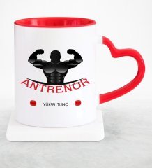 Kişiye Özel Mesleki Antrenör Kırmızı Kalpli Kupa Bardak - 5