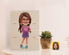 Kişiye Özel Kız Çocuk Karikatürlü Otantik Masaüstü Ahşap Palet Çerçeve-3