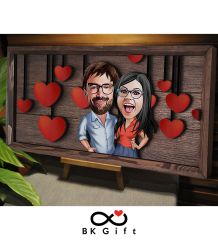 BK Gift Özel Yapım Kabartma Figür Temalı Karikatür Çiftler Meşe Ağacı Ahşap Tablo, Sevgililer Günü Hediyesi, Yıl Dönümü Hediyesi, Ev Hediyesi-8