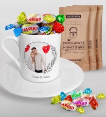 Kişiye Özel İsimli Fotoğraflı Türk Kahvesi Fincanı Mehmet Efendi Kahve ve Haribo Şeker Hediye Seti-25