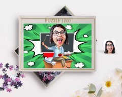 Kişiye Özel Kadın Öğretmen Karikatürlü 1000 Parça Profesyonel Puzzle-2