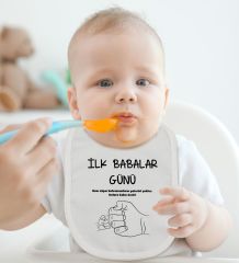 BK Kids İlk Babalar Günü Tasarımlı Bebek Body Zıbın ve Mama Önlüğü Hediye Seti - Model 2