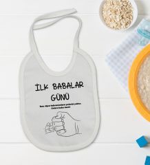 BK Kids İlk Babalar Günü Tasarımlı Bebek Body Zıbın ve Mama Önlüğü Hediye Seti - Model 2