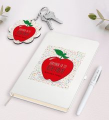 Kişiye Özel Dünyanın En İyi Öğretmeni Beyaz Defter Kalem Ve Anahtarlık Hediye Seti-11