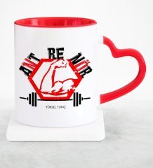 Kişiye Özel Mesleki Antrenör Kırmızı Kalpli Kupa Bardak - 4