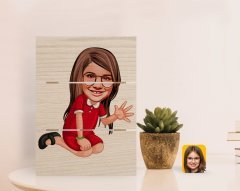 Kişiye Özel Kız Çocuk Karikatürlü Otantik Masaüstü Ahşap Palet Çerçeve-2