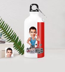 Kişiye Özel Bay Sporcu Karikatürlü Metal Suluk (500 ml.)