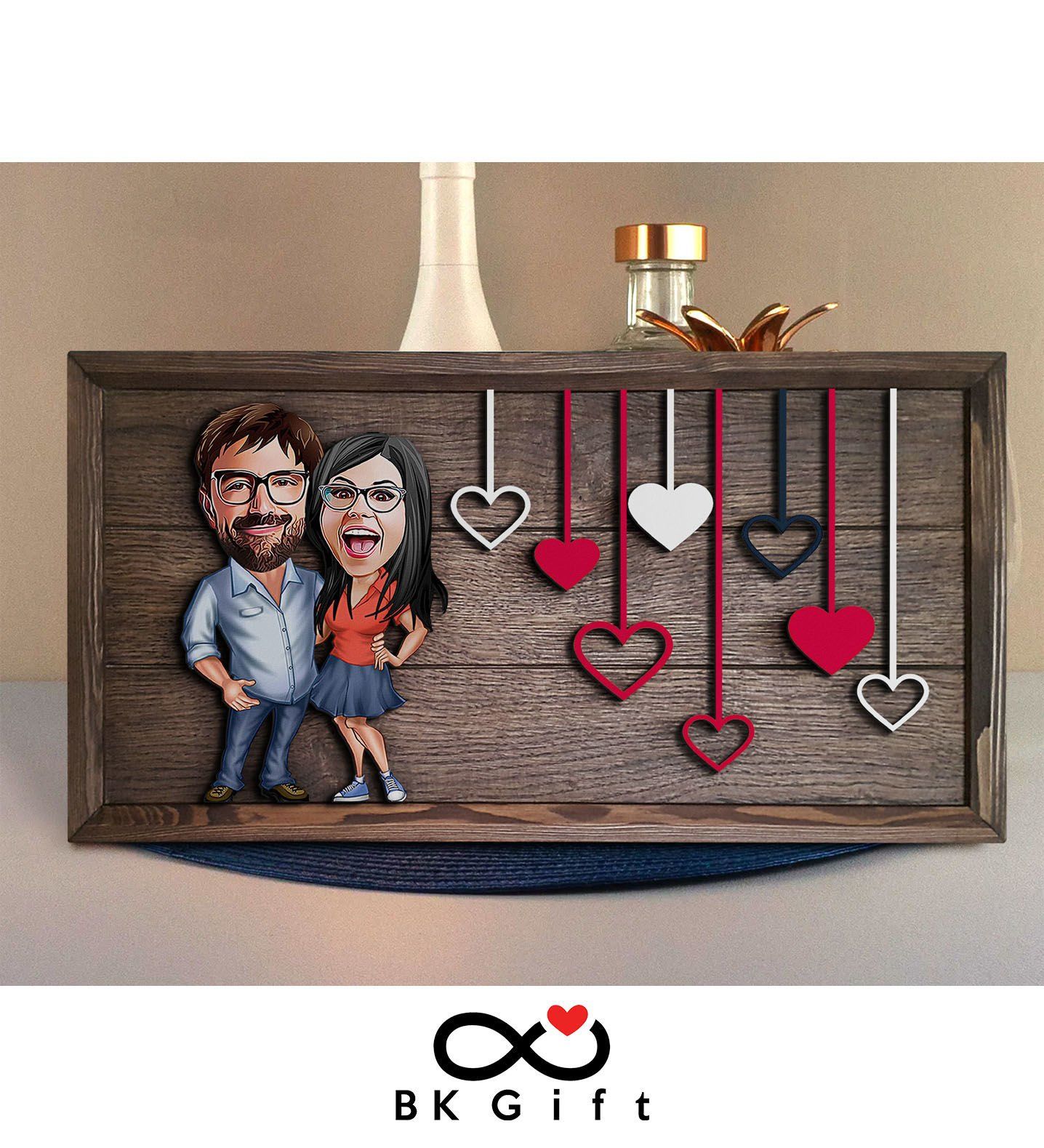 BK Gift Özel Yapım Kabartma Figür Temalı Karikatür Çiftler Meşe Ağacı Ahşap Tablo, Sevgililer Günü Hediyesi, Yıl Dönümü Hediyesi, Ev Hediyesi-7