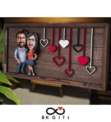 BK Gift Özel Yapım Kabartma Figür Temalı Karikatür Çiftler Meşe Ağacı Ahşap Tablo, Sevgililer Günü Hediyesi, Yıl Dönümü Hediyesi, Ev Hediyesi-7