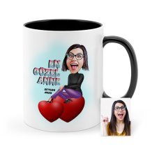 Kişiye Özel En Güzel Anne Karikatür Siyah Kupa Bardak