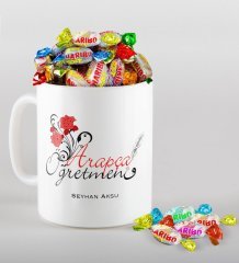 Kişiye Özel Arapça Öğretmeni Kupa ve Haribo Şeker Hediye Seti-1