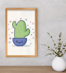 BK Gift  Kaktüs Tasarımlı Dekoratif Retro Ahşap Çerçeveli Tablo-8