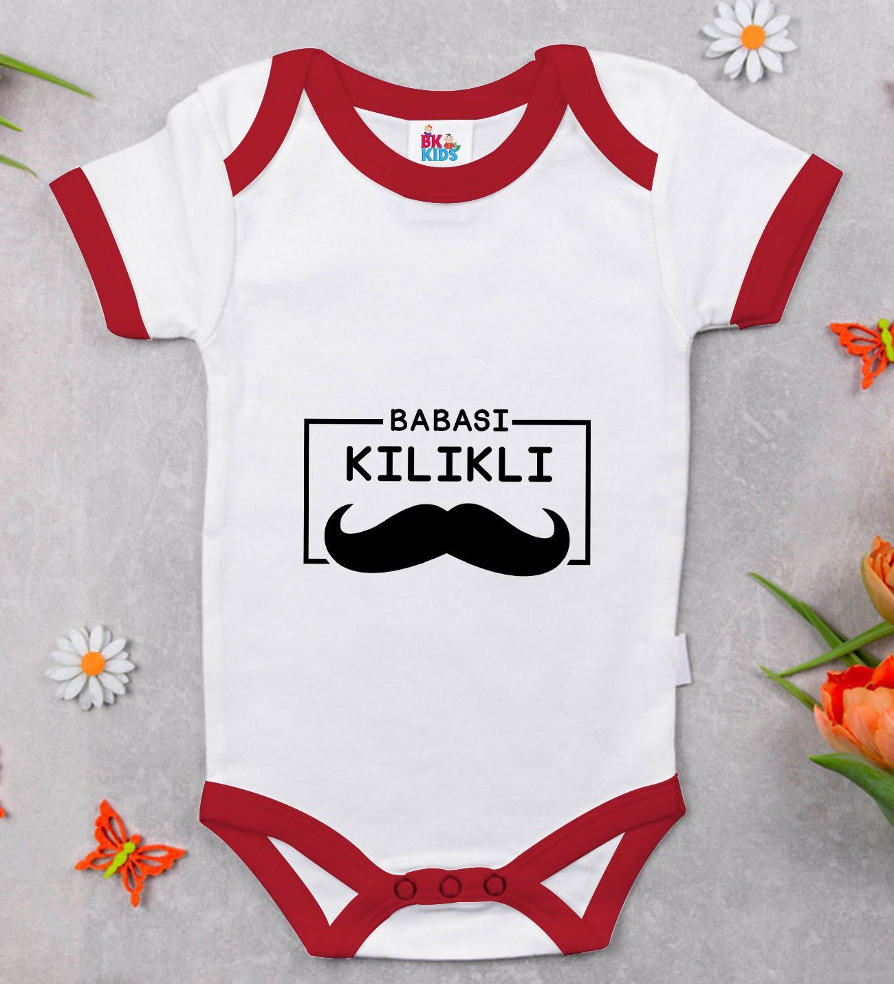 BK Kids Babası Kılıklı Tasarımlı Kırmızı Bebek Body Zıbın-1