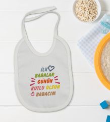 BK Kids İlk Babalar Günü Tasarımlı Bebek Body Zıbın ve Mama Önlüğü Hediye Seti - Model 1