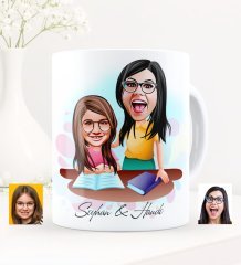 Kişiye Özel Anne Kız Karikatürlü Beyaz Kupa Bardak - 1