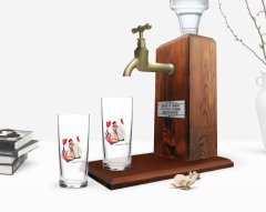 Kişiye Özel Renkli Baskılı İsimli Fotoğraflı İkili Rakı Bardağı ve Ahşap Rakı Standı Hediye Seti-27