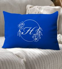 BK Gift Kişiye Özel Harfli Premium Kumaş Saks Mavi Dikdörtgen Yastık Kılıfı-5 (SADECE YASTIK KILIFI), Ev Dekorasyonu