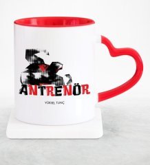 Kişiye Özel Mesleki Antrenör Kırmızı Kalpli Kupa Bardak - 3
