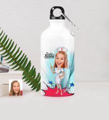 Kişiye Özel Hemşire Karikatürlü Metal Suluk (500 ml.) 2