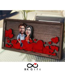 BK Gift Özel Yapım Kabartma Figür Temalı Karikatür Çiftler Meşe Ağacı Ahşap Tablo, Sevgililer Günü Hediyesi, Yıl Dönümü Hediyesi, Ev Hediyesi-6