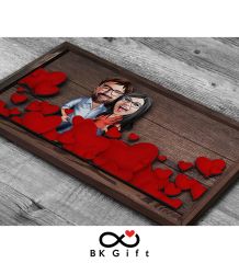 BK Gift Özel Yapım Kabartma Figür Temalı Karikatür Çiftler Meşe Ağacı Ahşap Tablo, Sevgililer Günü Hediyesi, Yıl Dönümü Hediyesi, Ev Hediyesi-6