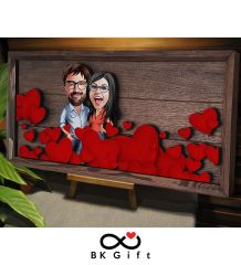 BK Gift Özel Yapım Kabartma Figür Temalı Karikatür Çiftler Meşe Ağacı Ahşap Tablo, Sevgililer Günü Hediyesi, Yıl Dönümü Hediyesi, Ev Hediyesi-6