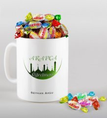 Kişiye Özel Arapça Öğretmeni Kupa ve Haribo Şeker Hediye Seti-2