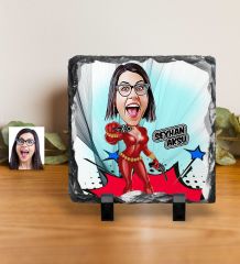 Kişiye Özel Şeytan Kadın Karikatürlü Dekoratif Doğal Taş - 2