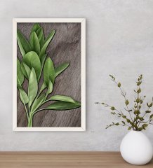 BK Home Green Plant Dekoratif Ahşap Beyaz Çerçeveli Tablo-4