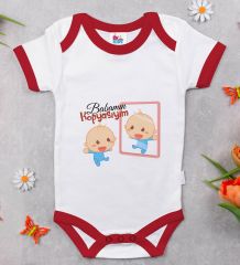 BK Kids Babamın Kopyasıyım Tasarımlı Kırmızı Bebek Body Zıbın-1