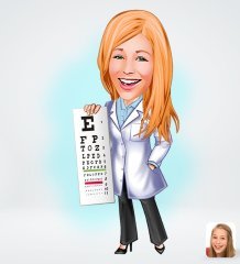 Kişiye Özel Kadın Göz Doktoru Tasarımlı Dijital Karikatür-1